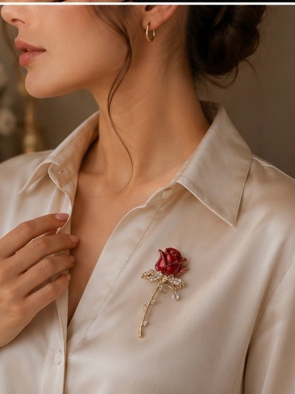 NWOT Elegant Red Rose Brooch Pin - Women's Jewelry
